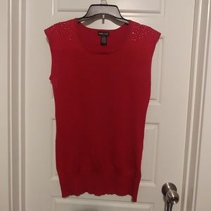 Wet Seal XL Sleeveless Top Red w/ Beaded Shoulders
